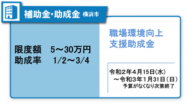 【終了】職場の環境向上を応援する助成金<br><br>申請の労力🕘　 オススメ度★★★